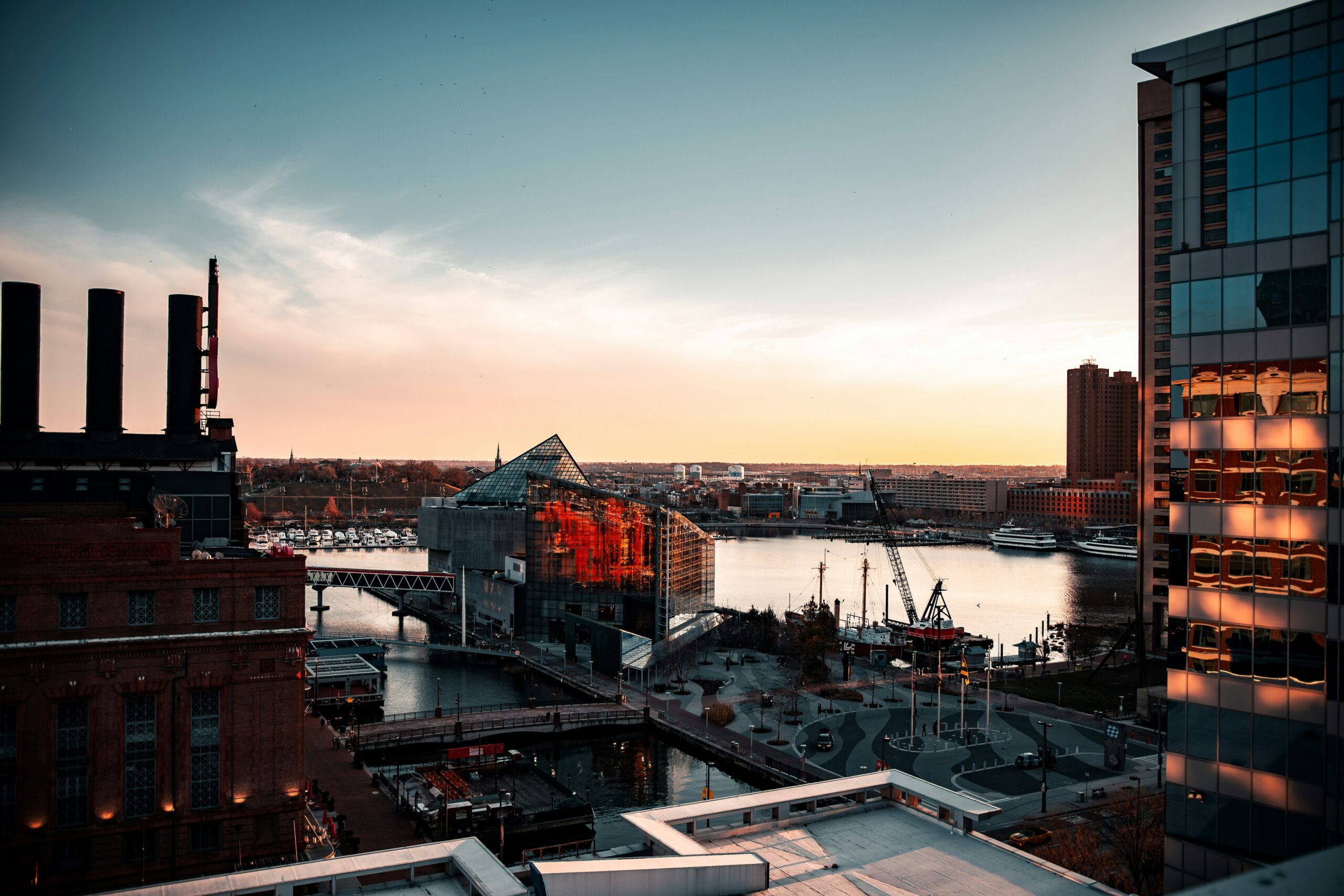 Midtown Baltimore skyline just after sunset