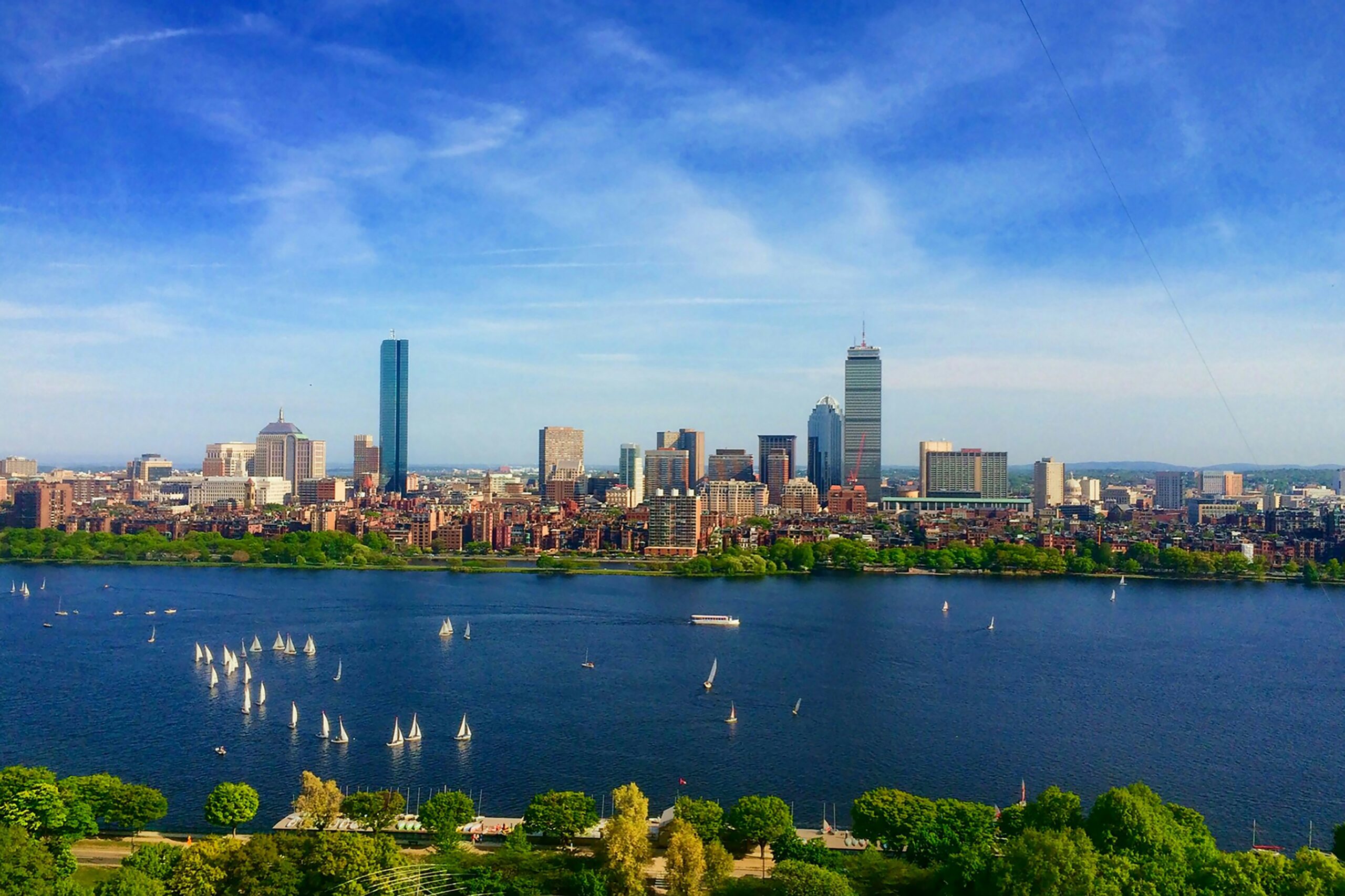 Midtown Boston skyline just after sunset