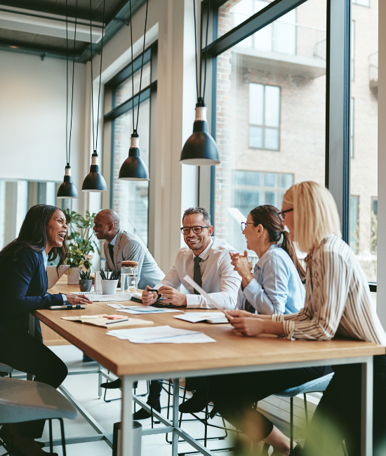 Contract legal professionals collaborating in a bright office