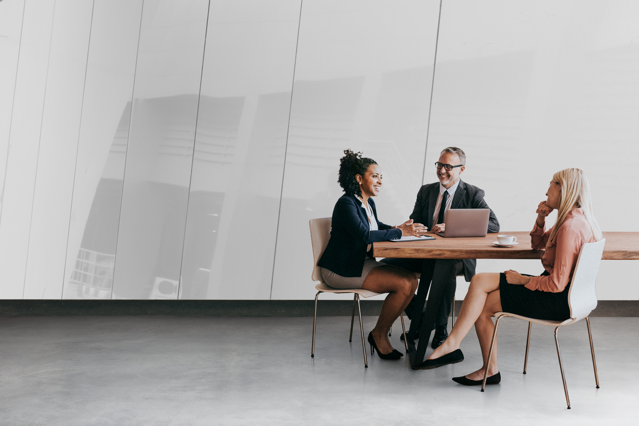 Legal recruiting team interviewing a legal assistant candidate