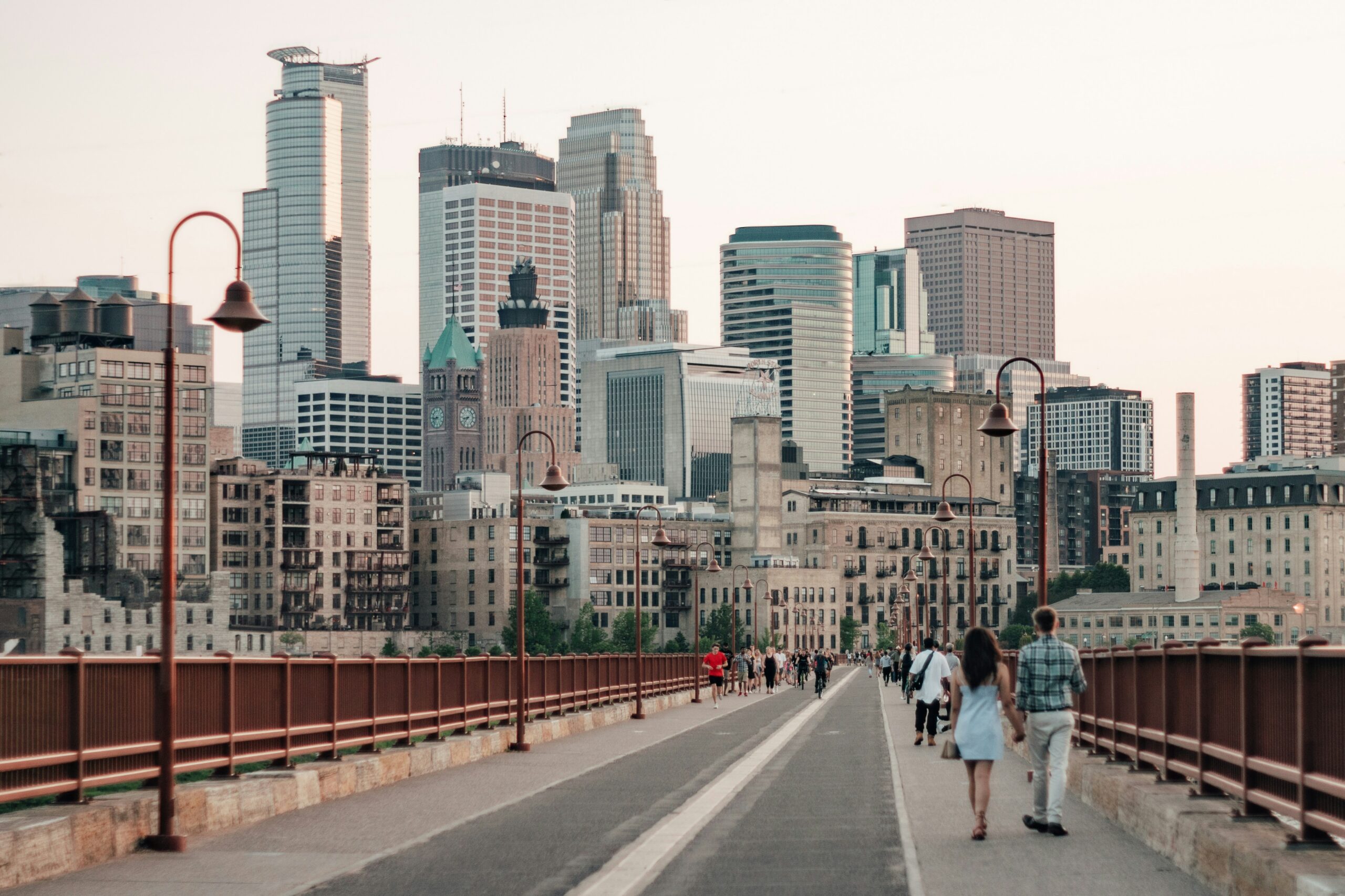 Midtown Minneapolis skyline just after sunset