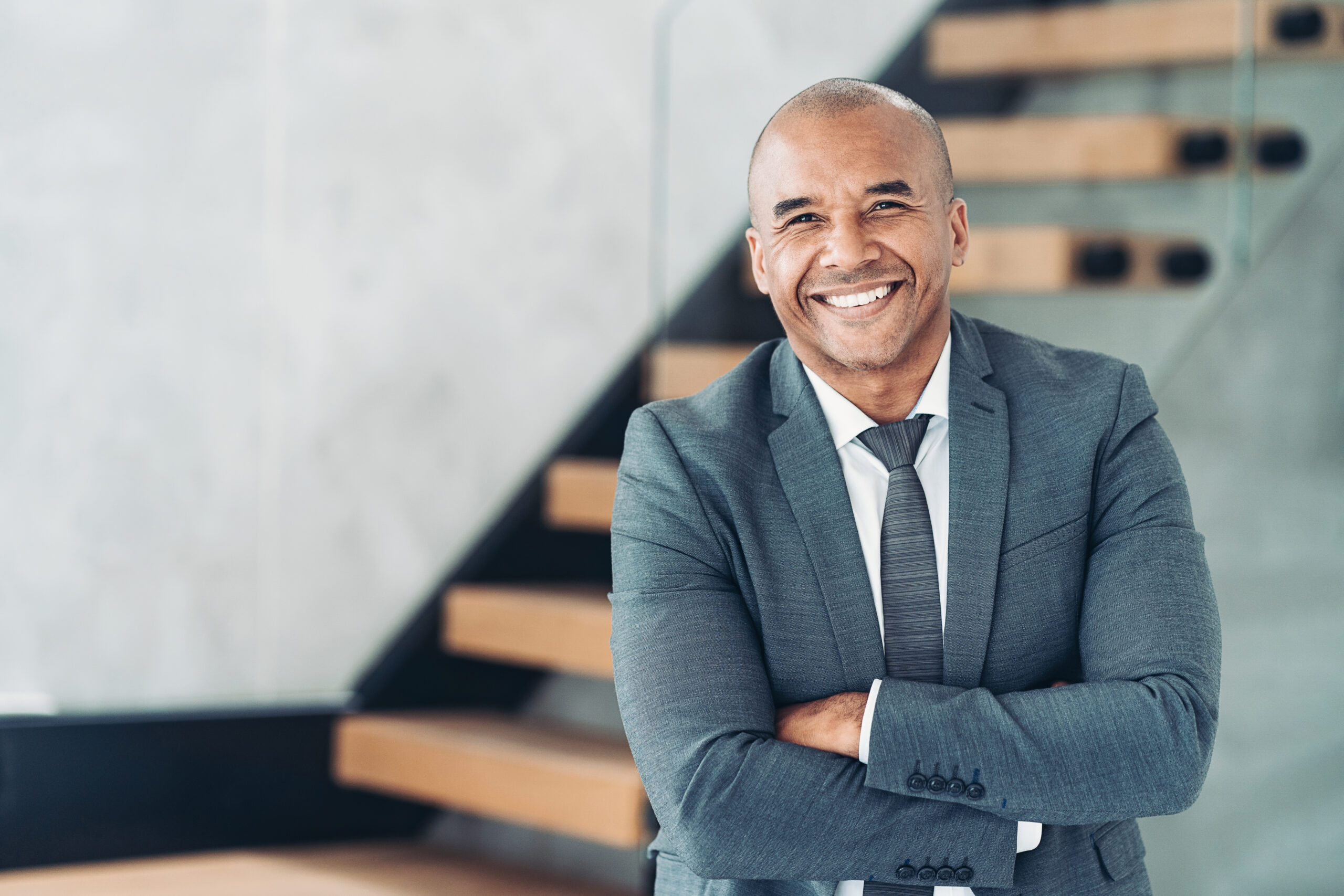 Temporary contract attorney standing in professional attire